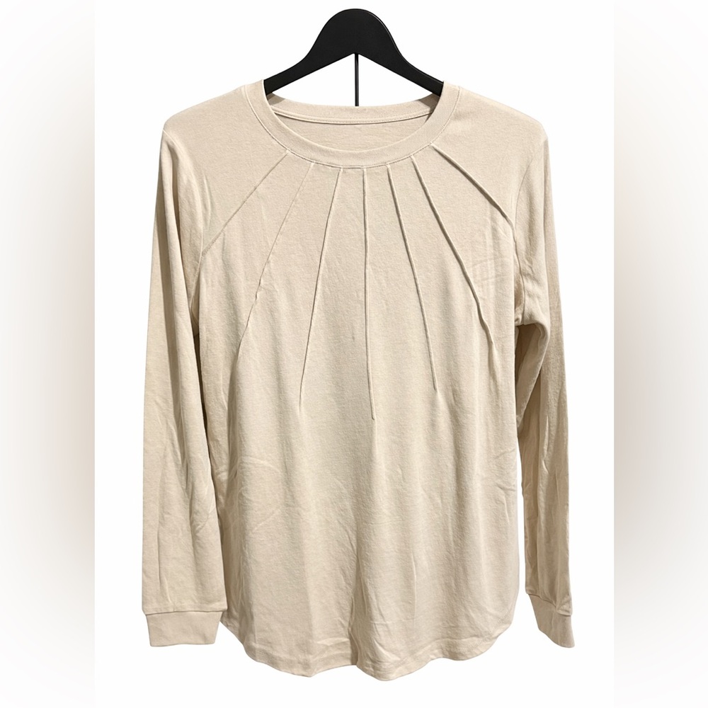 Neutral Beige Long Sleeve Top